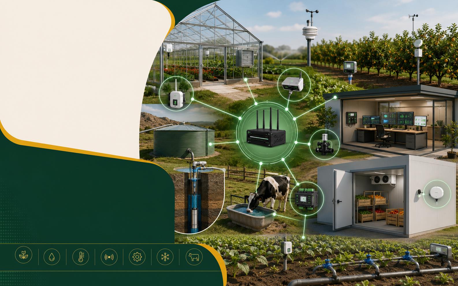 Open field crops with connected monitoring systems